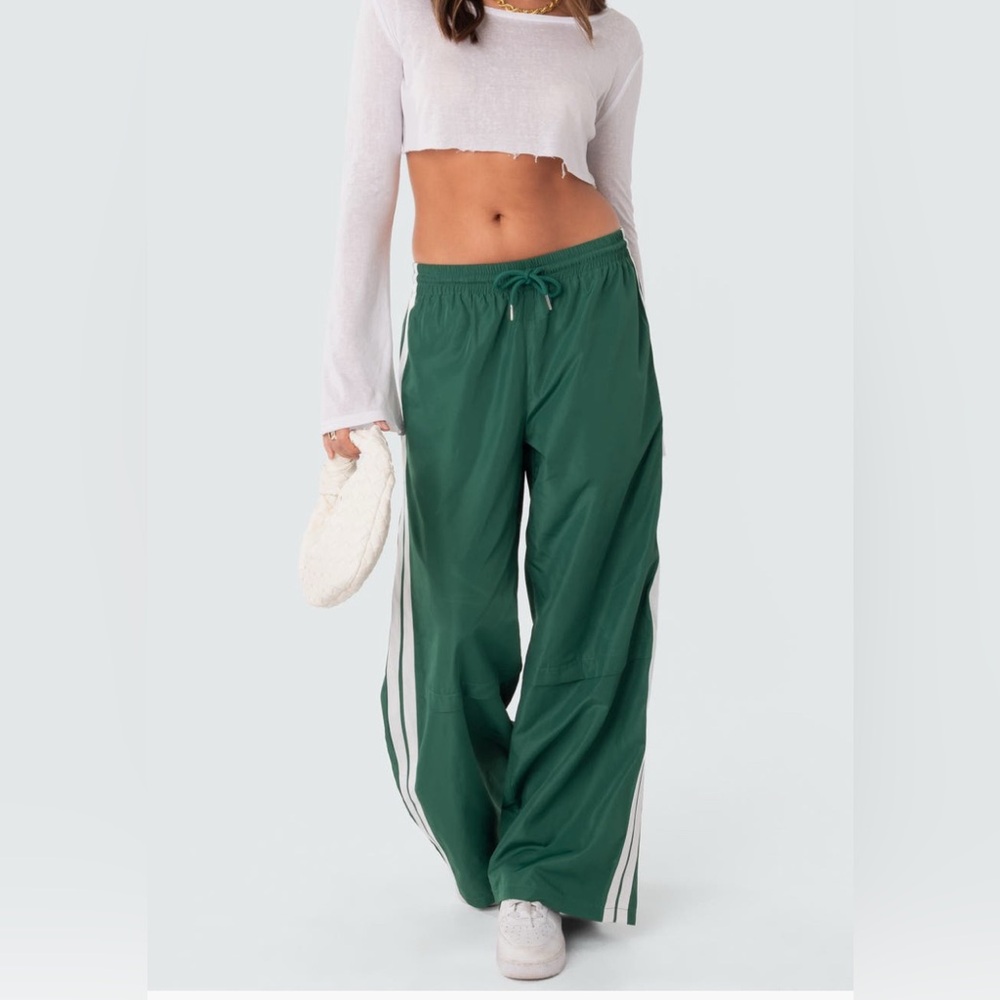 Wide leg Track Pants with White Stripes